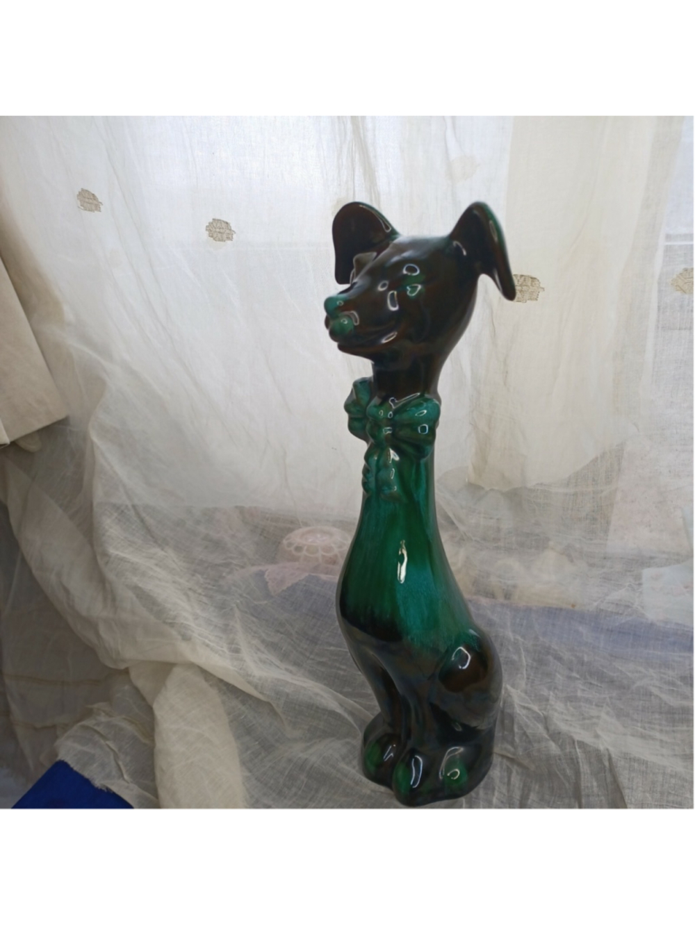 Vintage Blue Mountain Pottery BMP Large Sitting Dog with Bow Tie